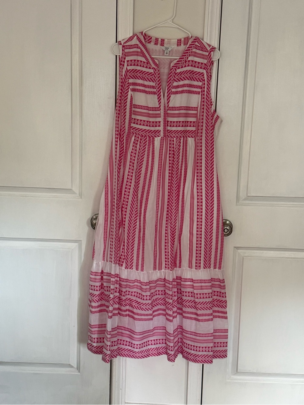 Sleeveless Pink Striped Midi Dress